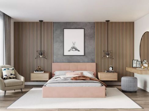 Manželská čalouněná postel Fdm Rino Trinity šíře 193 cm