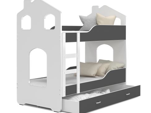 Dětská dvoupatrová postel Fdm Dominik Domek hloubky 168 cm